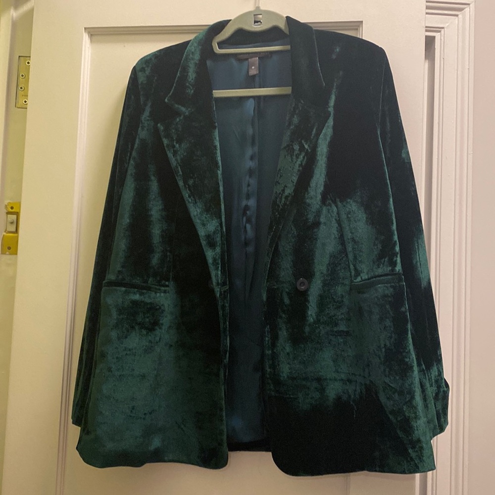 Aqua Green Velvet Blazer